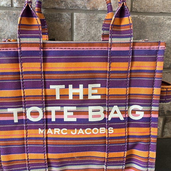 NWT Marc Jacobs Striped The Tote Bag - Purple and Orange - Picture 8 of 11